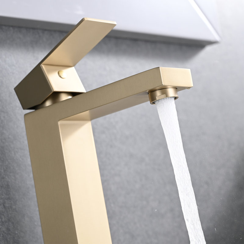 Single-Hole Single-handle Bathroom Faucet with Drain Assembly, Brushed Gold