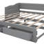Lit de jour simple en bois avec lit gigogne et deux tiroirs de rangement, lit de jour extensible-266937208