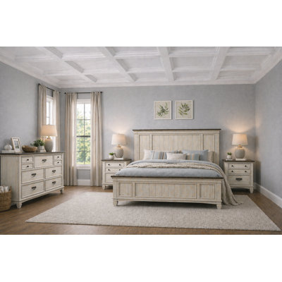 Classic Panel Bedroom Set in Cream Finish