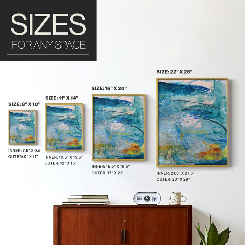 Spring Winds V-Premium Framed Print -Ready to Hang - No Nails Required - No Nails Required, 29" H x 46" W, Gold