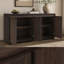 Buffet en bois à 4 portes avec prise électrique, meuble d'appoint à texture verticale ondulée sans poignées-309611024