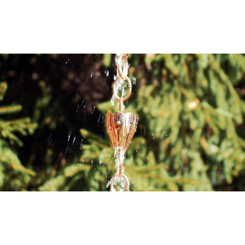 Chaîne de pluie Kammerer Crocus, H 102 po x l 3,25 po x p 3,25 po, Cuivre poli