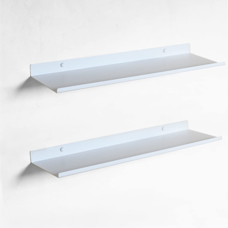 Set 2 Floating Shelf White | Metal Shelves For Picture Shelf And Photo Shelf | Floating Shelves For Bedroom, Kitchen Storage And Bathroom Storage In Home Decor | Wall Shelf (2. White)