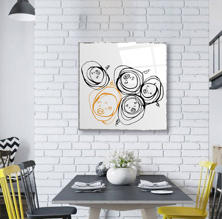 «Pigs in a Blanket», impression en blanc