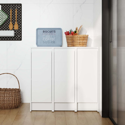 Armoire de rangement autoportante brillante de 36 pouces avec 3 portes à fermeture douce