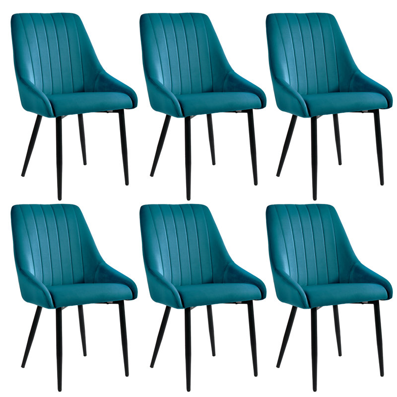 Besaraba 19.1cm H Velvet Upholstered Metal Upholstered Back Side Chair, Blue, 6
