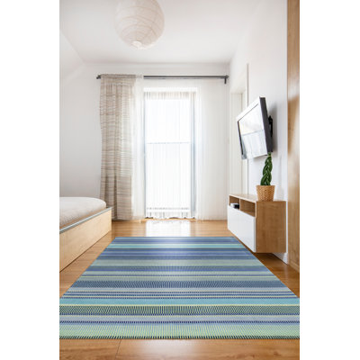Tapis contemporain rayé en laine fait à la main