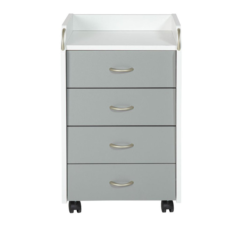 Pronti 4 Drawer Filing Cabinet, White/Grey