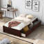 Lit plateforme avec lit simple et rangement moderne avec 3 tiroirs-489011192