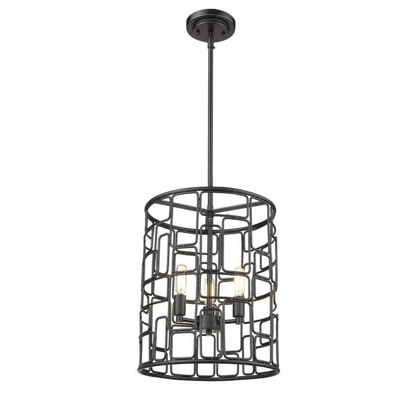 Lustree tambour 3 lumières convertible Mathena, Noir mat