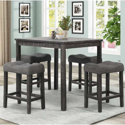 Ensemble de salle à manger 5 pièces avec table carrée de 36 pouces et 4 tabourets capitonnés, parfait pour les espaces de salle à manger modernes et élégants