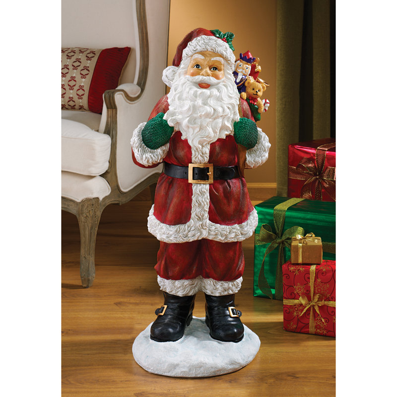 Festive Santa Claus Resin Holiday Statue with Toys