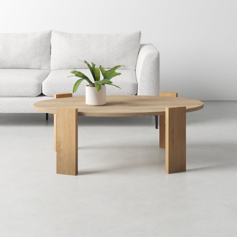 Light Brown Mango Wood Oval Coffee Table