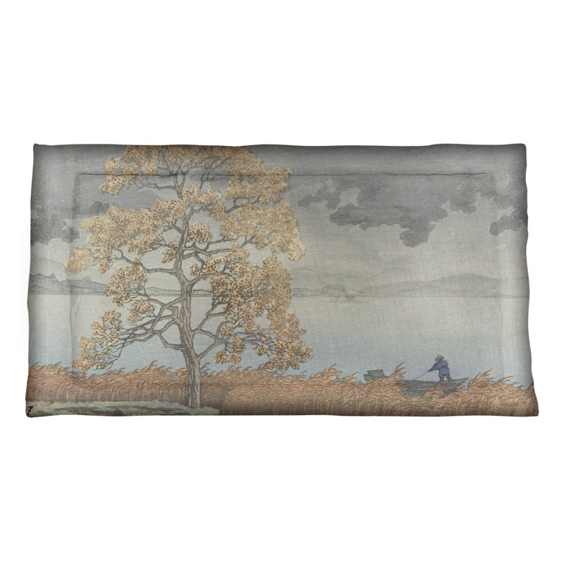 Taie décorative Hasui Kawase, Grand lit, Microfibre, Brun