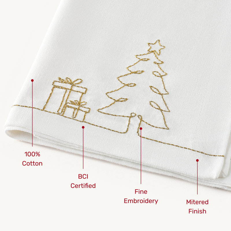 Serviette 100% lin pur - coutures de Noël