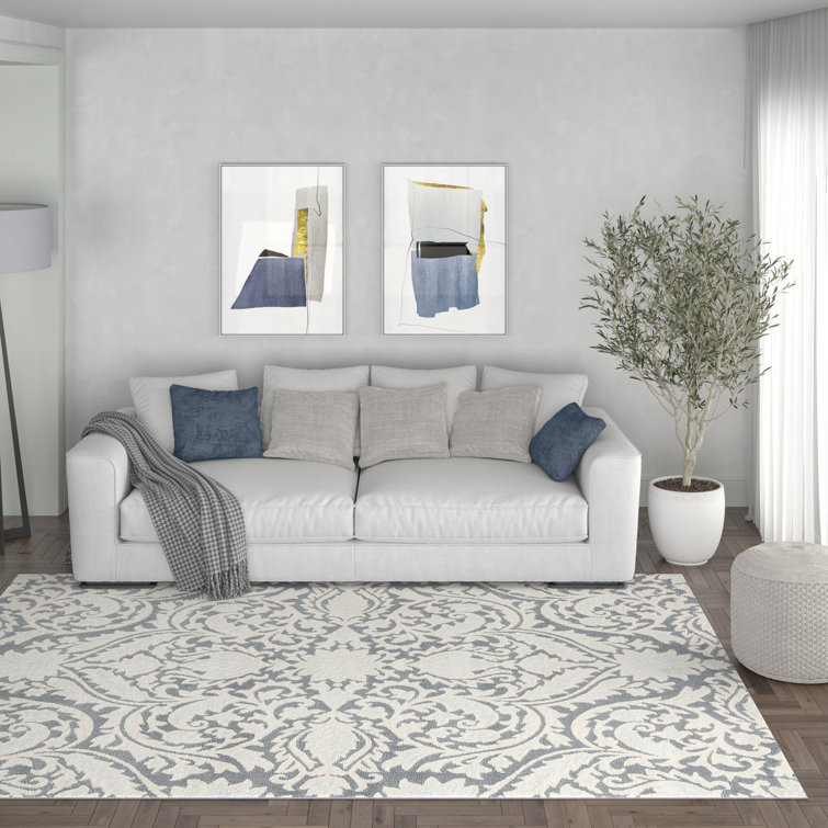 Taliyah Damask Gray Area Rug