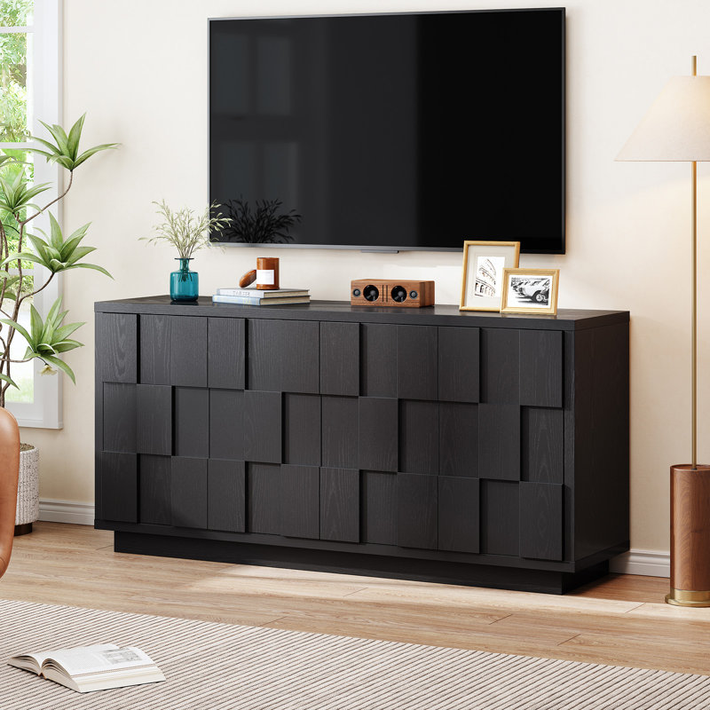 60" Sideboard Buffet Cabinet, Black