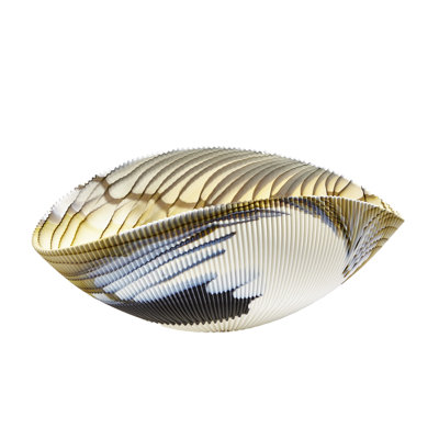 Pleated Bowl-Amber/Blue Filigree