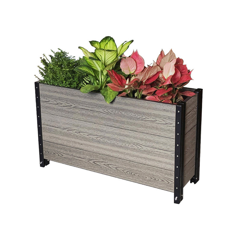 Pot à fleurs surélevé en plastique et bois, Gris, H 21 po x l 36 po x P 12 po