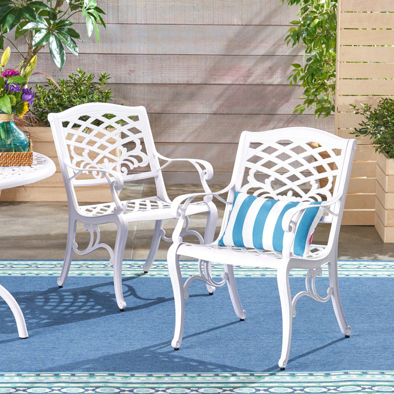 2-Piece Set Patio Arm Chair, White