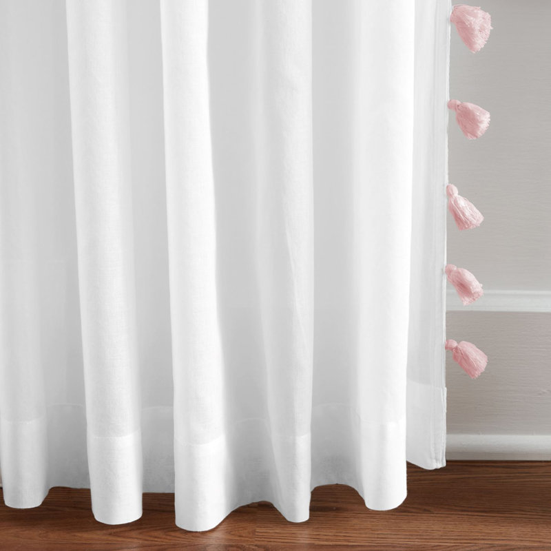 Brackett 100% Cotton Semi Sheer Single Curtain Panel, Blush