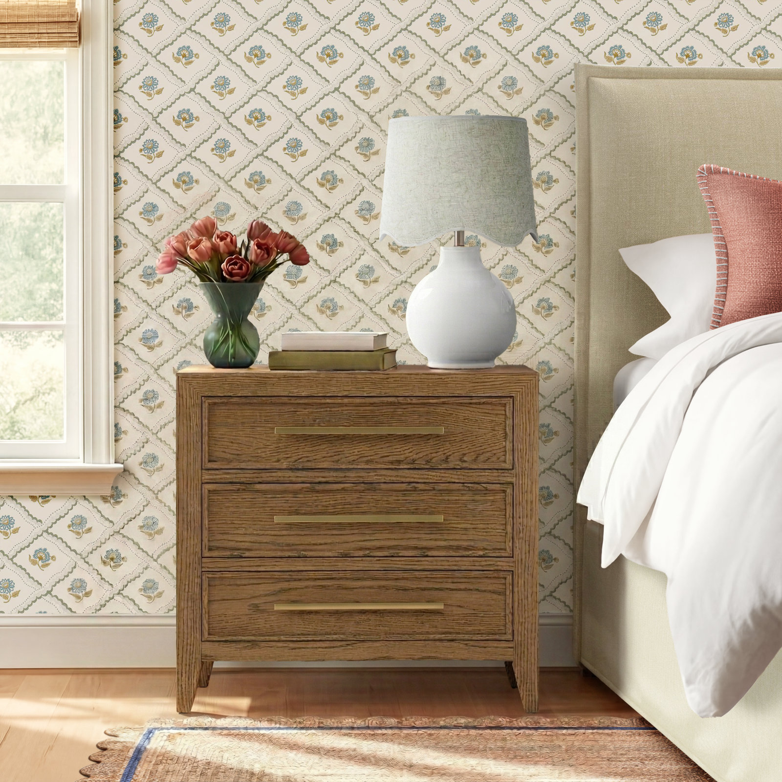 Adley 3-Drawer Oak Nightstand