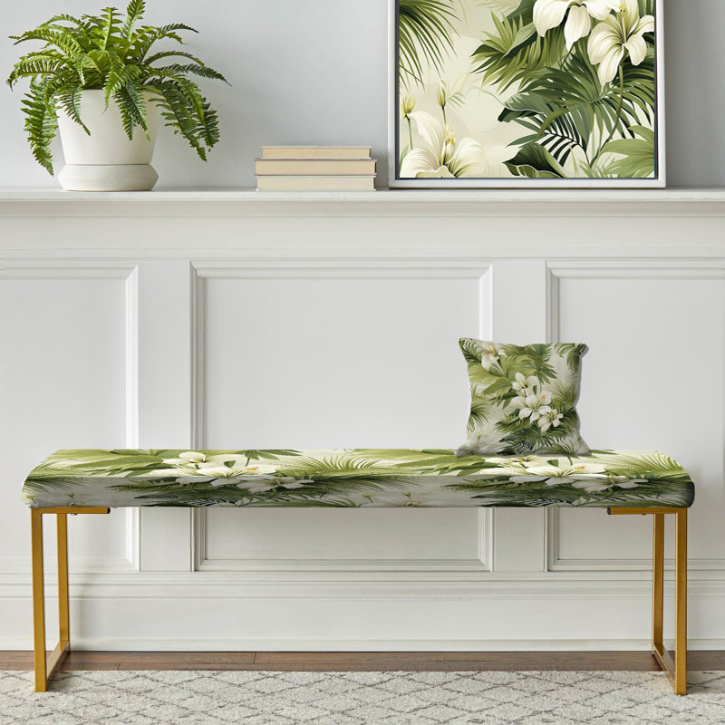Motif tropical Tranquil Oasis - Banc rembourré doré