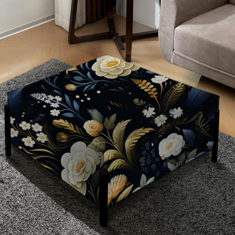 Enchanted Flowers Pattern Symphony - Floral Large Square Ottoman