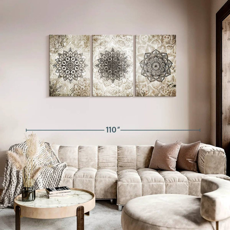 " Zen Mandala Patina " 3 - Pieces, 80" H x 39" W x 1.25" D