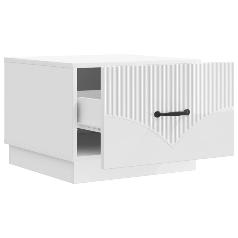 Coffee Table with Storage, High Gloss White, 37cm H x 50cm L x 49cm W
