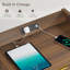 Table de chevet en rotin avec station de charge, 2 tiroirs de rangement et poignées dorées - Table de bout Boho moderne pour chambre à coucher, salon ou bureau, brun-1087774259