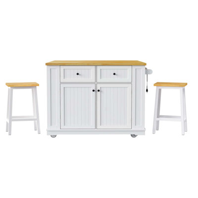 48Inch Kitchen Island With 2 Bar Stools