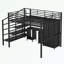 Lit plateforme en métal Wylda, lit mezzanine avec bureau et garde-robe, lit plateforme double