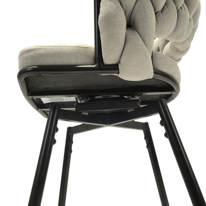 Tabourets de bar rembourrés Celie, 2, Noir, Gris clair