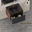 Meuble-lavabo flottant 24 po avec lavabo, armoire murale moderne rayée, tiroirs à fermeture en douceur, lavabo à quartz noir