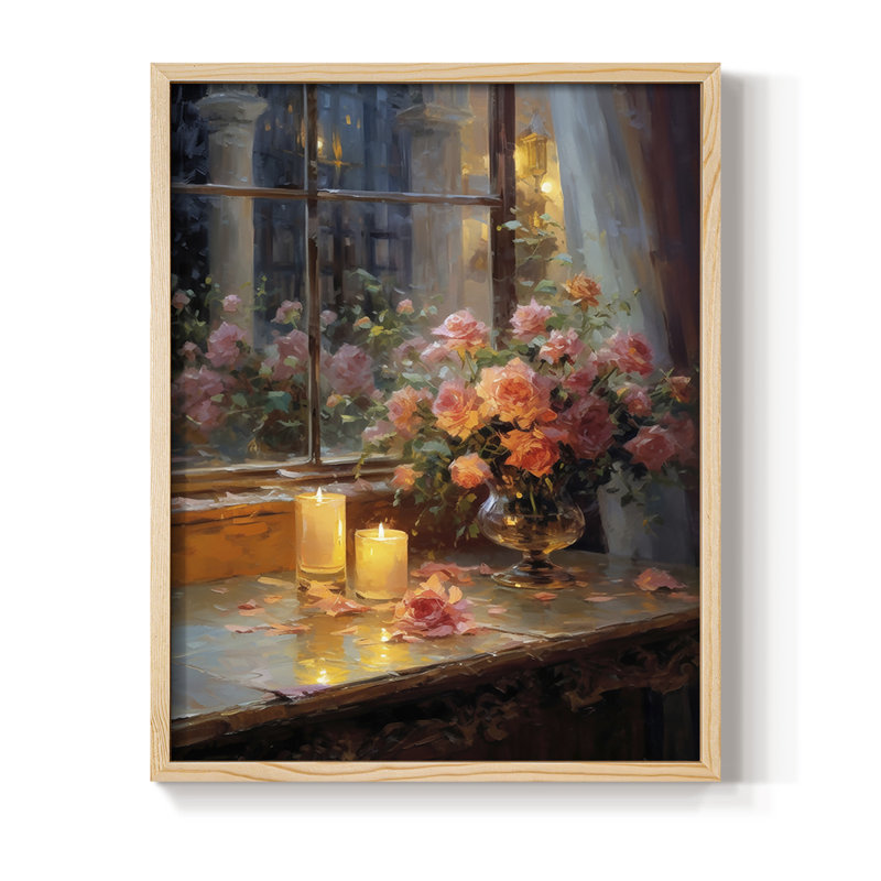 Reproduction encadrée FLORAL Series DCCLXI - bois massif, H 15 po x l 12 po, Naturel