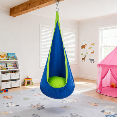 Children's Pod Swing Seat, Hanging Hammock Chair With Inflatable Pillow, Sensory Swing Chair With Pockets, Suitable For Outdoor And Indoor Use, Maximu