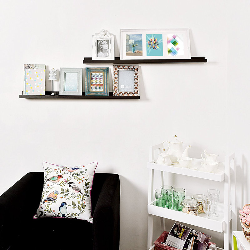 2 Piece U-Shaped Floating Shelf, Espresso