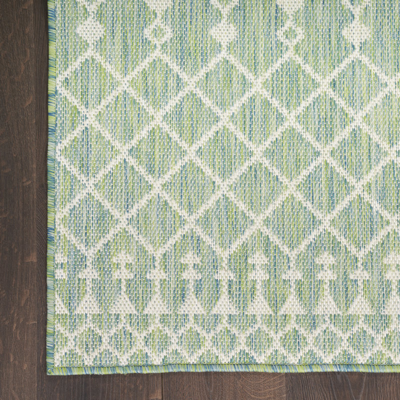 Robbs Rectangle Indoor/Outdoor Area Rug, Runner 2' x 6', Blue/Green