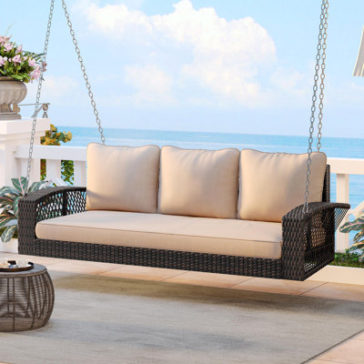 Bay Isle Home™ Serenade Wicker 3-Person Patio Swing, 800lbs High Load