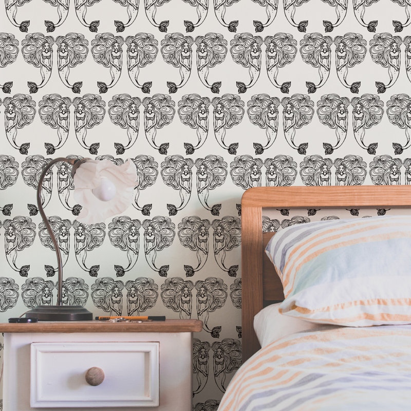 Beardsley 16.5' L x 20.5" W Wallpaper Roll, Onyx