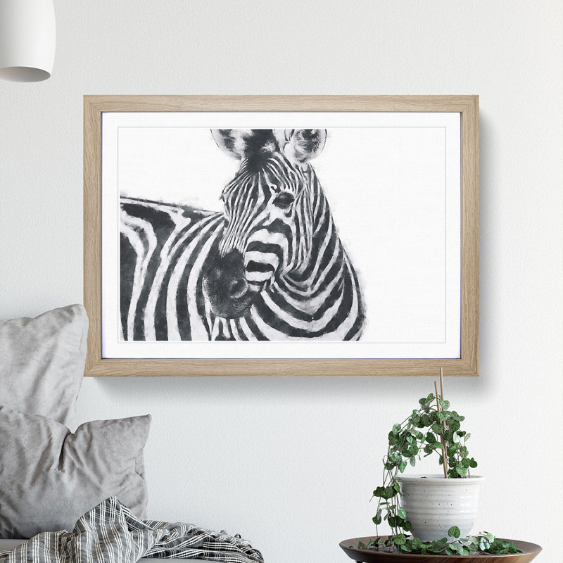 Zebra Vol.6 - Picture Frame Painting, 48cm H x 65cm W x 2cm D, Oak