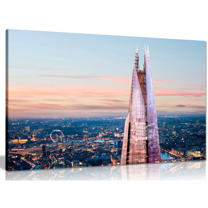 London Skyline Sunset And The Shard - Wrapped Canvas Print, 20cm H x 31cm W