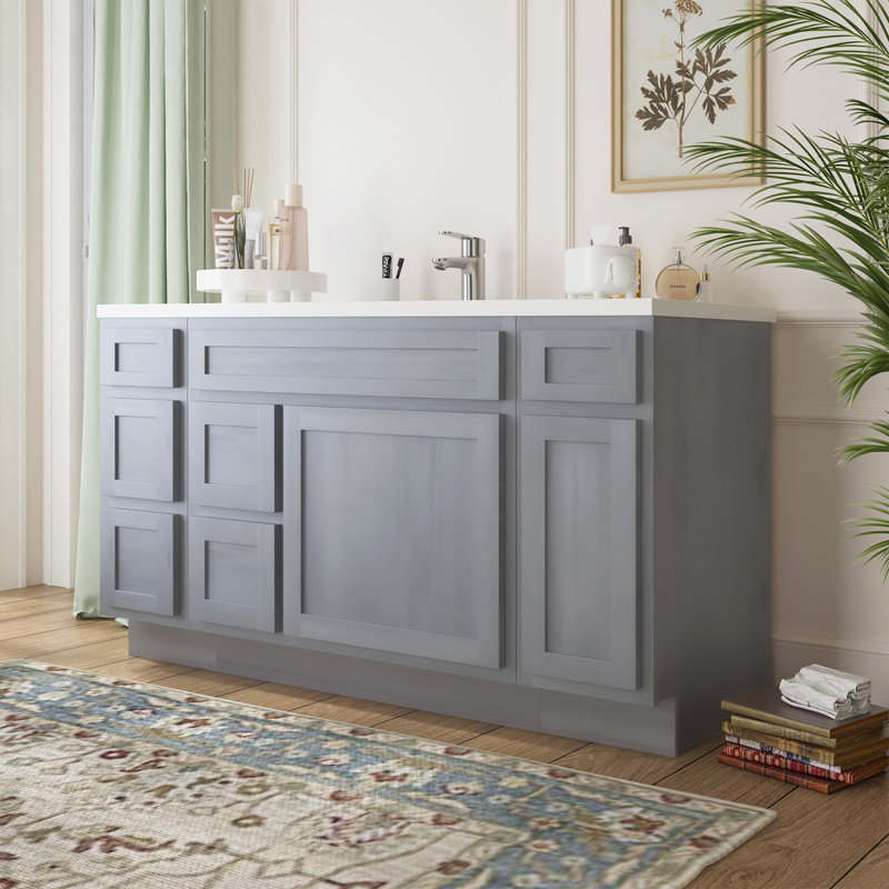 Base de meuble-lavabo simple 60 po seulement, Argent