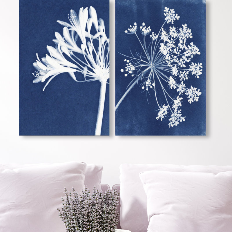 Cyan Flowers Set Set by Oliver Gal, 16"H x 24"W, Gallery Wrapped