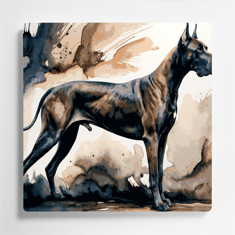 «Dogs Dane», art mural en métal beige, H 8 po x l 8 po