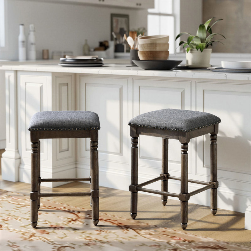 Tabourets de bar en bois Arnhem, ensemble de 2, Gris, Tabouret de comptoir (siège d'une hauteur de 24,2