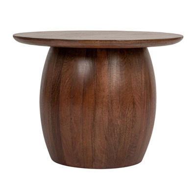 Asher Modern Mango Wood Round Accent Table, Walnut