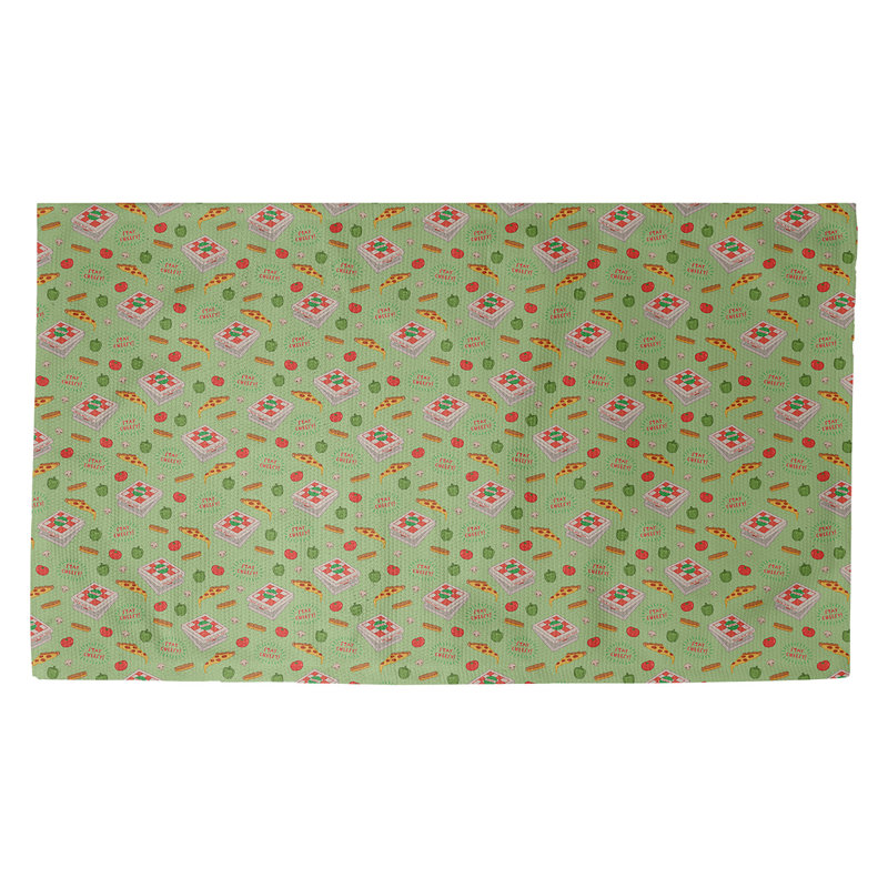 Tapis de porte d’intérieur anti-dérapant pizza Kitterman, Vert, Rectangle 2 pi 1 1/2 po x 3 pi 6 po
