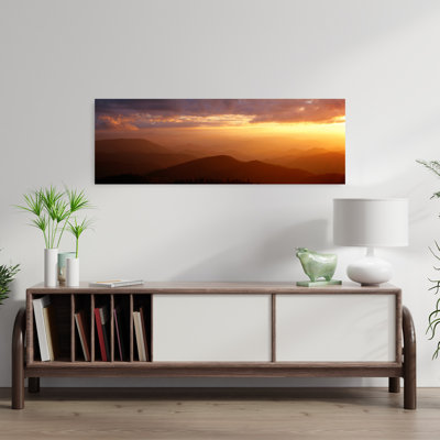 Montagnes, coucher de soleil, Blue Ridge Parkway, Smoky Mountains, Caroline du Nord, États-Unis, paisible, paisible forêt sereine, paysage, art mural